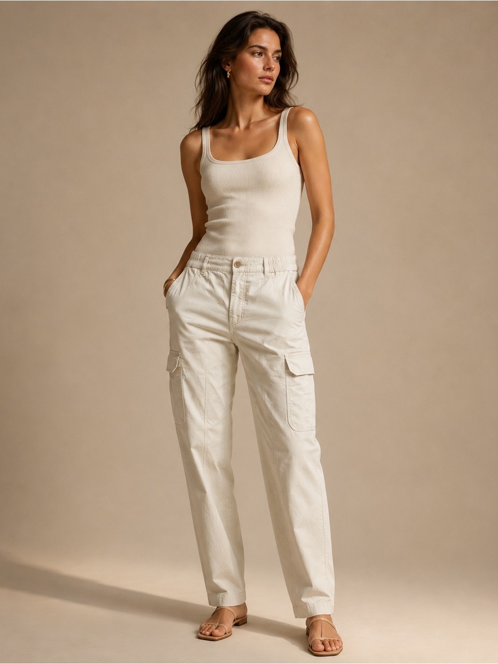 Columbia Women's Straight Leg Cargo Pants in Light Beige